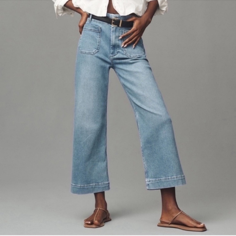 Anthropologie The Colette Crop Wide-Leg Jeans Light Blue 26